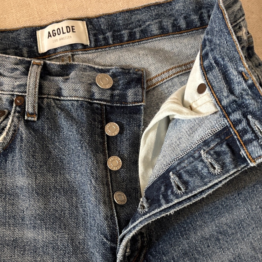 Agolde Women's Medium Blue Straight Leg Jeans Organic Cotton
